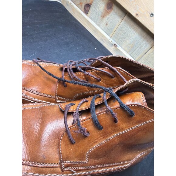Mens Tan Tansmith Leather Ankle Boots Size 8 Stitch Detailing Lace-Up main image 5